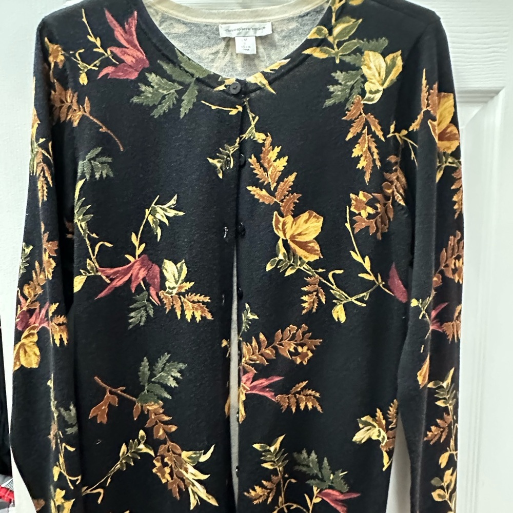 Christopher & Banks Black Floral Cardigan
